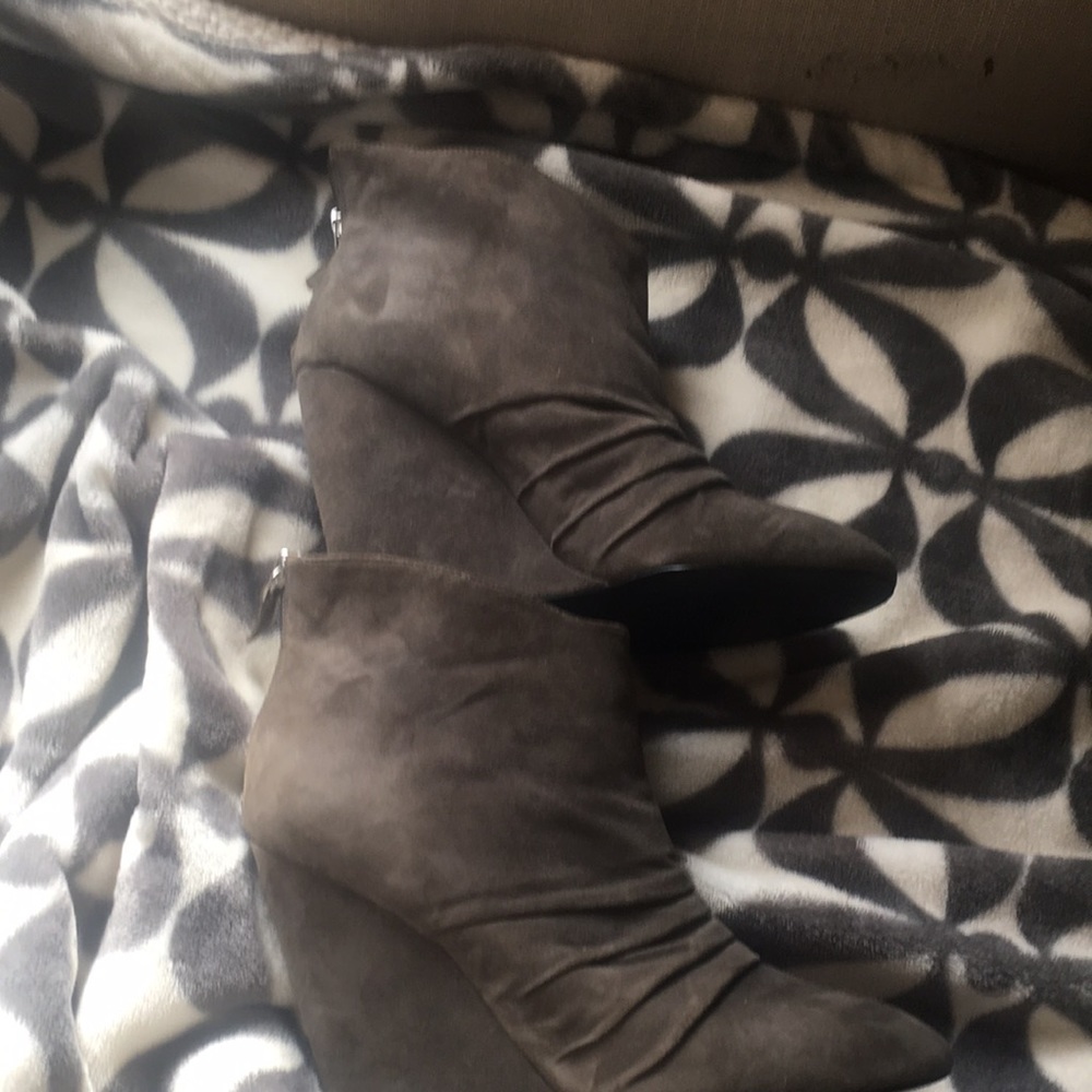 BCBG Gray Wedge Booties
